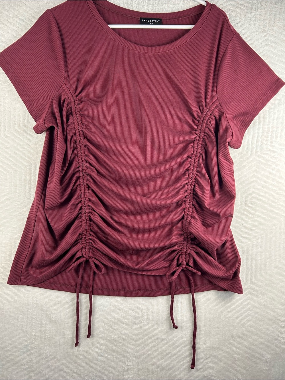 Lane Bryant Berry Ruched Short Sleeve Tee with Drawstrings